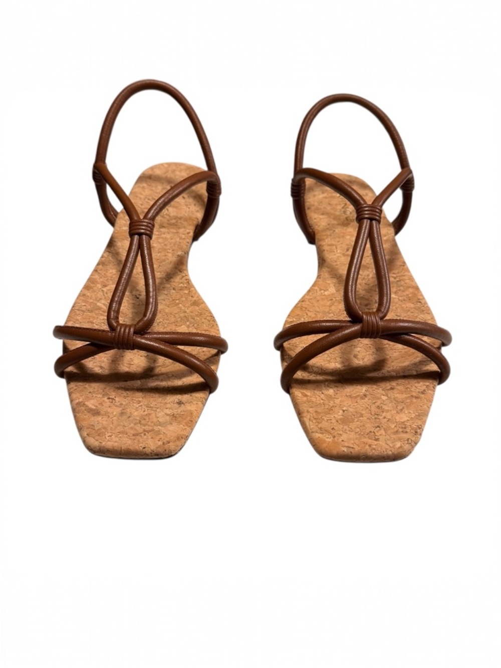 Vince Hazen Leather Strappy Sandals Size 7 Brown Cork Footbed NIB